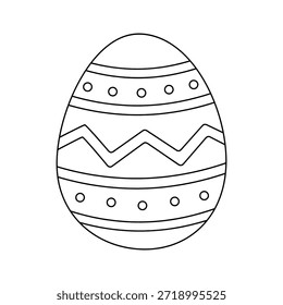 Colorful Decorated Easter Egg Coloring Page for Kids Activity, Kindergarten and Preschool. Trace and color Easter Egg, Vector. Coloring Page of Easter Egg for Easter Activity Printable.