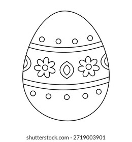 Colorful Decorated Easter Egg Coloring Page for Kids Activity, Kindergarten and Preschool. Trace and color Easter Egg, Vector. Coloring Page of Easter Egg for Easter Activity Printable