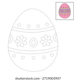 Colorful Decorated Easter Egg Coloring Page for Kids Activity, Kindergarten and Preschool. Trace and color Easter Egg, Vector. Coloring Page of Easter Egg for Easter Activity Printable