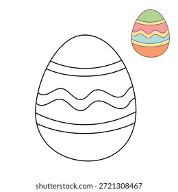 Colorful Decorated Easter Egg Coloring Page for Kids. Trace and color Easter Egg, Vector. Coloring Page of Easter Egg for Easter Worksheet Activity Printable. 