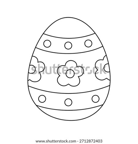 Colorful Decorated Easter Egg Coloring Page for Kids Activity, Kindergarten and Preschool. Trace and color Easter Egg, Vector. Coloring Page of Easter Egg for Easter Worksheet Activity Printable. 