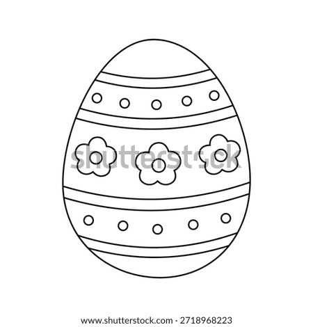 Colorful Decorated Easter Egg Coloring Page for Kids Activity, Kindergarten and Preschool. Trace and color Easter Egg, Vector. Coloring Page of Easter Egg for Easter Activity Printable. 