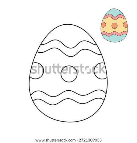 Colorful Decorated Easter Egg Coloring Page for Kids. Trace and color Easter Egg, Vector. Coloring Page of Easter Egg for Easter Worksheet Activity Printable.