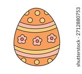 Colorful Decorated Easter Eggs Clipart for Easter Worksheet Printable. Easter Egg Vector. Colorful Easter Egg Isolated on White Background Vector.