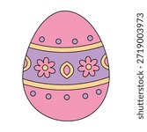 Colorful Decorated Easter Eggs Clipart for Easter Worksheet Printable. Easter Egg Vector. Colorful Easter Egg Isolated on White Background Vector.