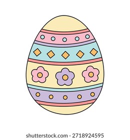 Colorful Decorated Easter Eggs Clipart for Easter Worksheet Printable. Easter Egg Vector. Colorful Easter Egg Isolated on White Background Vector.