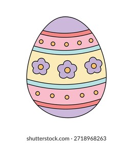 Colorful Decorated Easter Eggs Clipart for Easter Worksheet Printable. Easter Egg Vector. Colorful Easter Egg Isolated on White Background Vector.