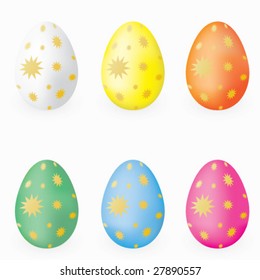 colorful decorated easter eggs on white vector