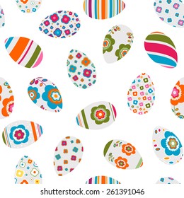 colorful decorated easter eggs seamless pattern