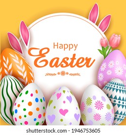 Colorful decorated egg for Easter holiday festival celebration .Vector illustration
