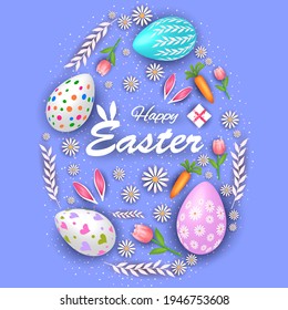 Colorful decorated egg for Easter holiday festival celebration .Vector illustration
