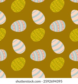 Colorful decorated eggs pattern in a vibrant spring setting for celebration and decoration