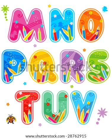 Colorful decorated spring or summer vector alphabet set letters M - V ( for high res JPEG or TIFF see image 28762918 )
 Stock fotó © 
