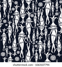 colorful decoration seamless vector pattern with vintage styled clown for textile, fabric , Bandana, wallpaper, gift packaging, book cover, typography, background or other print     