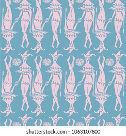 colorful decoration seamless vector pattern with vintage styled clown for textile, fabric , Bandana, wallpaper, gift packaging, book cover, typography, background or other print     