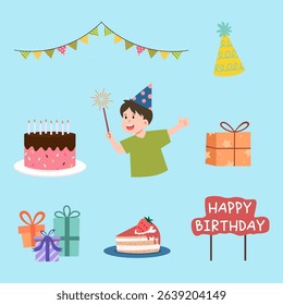 Colorful decorations and festive elements for a joyful celebration or birthday party setup.