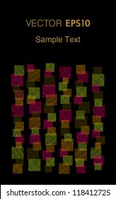 Colorful decorative abstract text background with sample text. Template for design and decoration with square linear ornament and place for your text