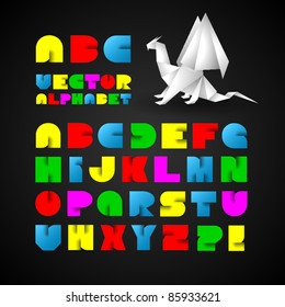 Colorful Decorative Alphabet With Origami Object