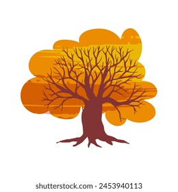 Colorful, decorative autumn tree.Vector graphics.