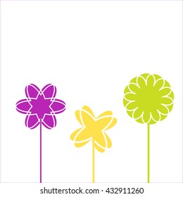 Colorful decorative background with abstract hand drawn flowers
