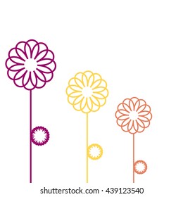 Colorful decorative background with abstract hand drawn flowers