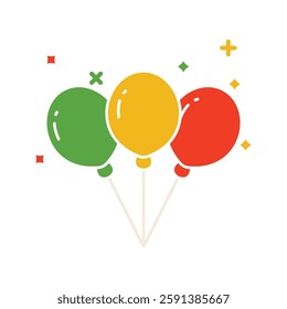Colorful decorative balloons for Celebration Events and Festivities. Balloon in cartoon style. Bunch of balloons for birthday and party. Vector Illustration.