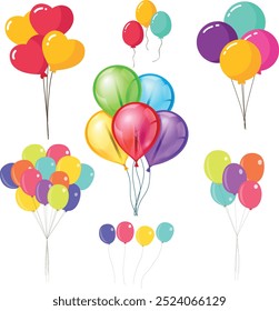 colorful decorative balloons.
Colorful decorative balloons for Celebratory Events and Festivities. Balloon in cartoon style. Bunch of balloons for birthday and party. Vector Illustration.