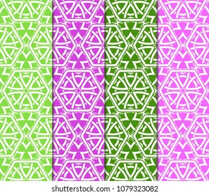 Colorful decorative beautiful pattern set in bright tones. Vector illustration. Fashion design.