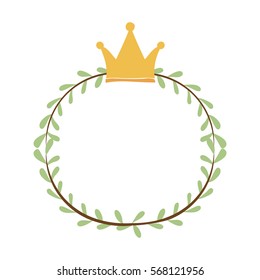 colorful decorative border branch leaves with crown