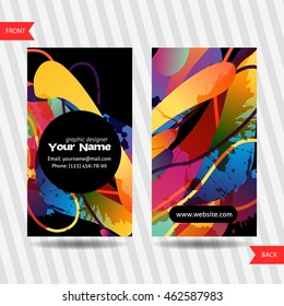 Colorful decorative business cards with free shapes and blots