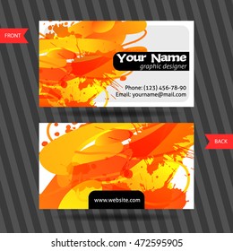 Colorful decorative business cards with free shapes and blots. Creative templates