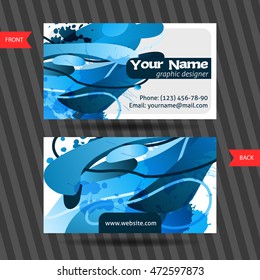 Colorful decorative business cards with free shapes and blots. Creative templates