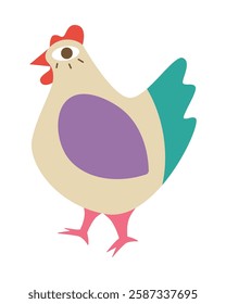 Colorful decorative chicken. Isolated vector illustration for Easter design