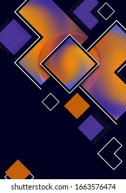 Colorful decorative composition, abstract geometric shapes texture on black. Universal cover template graphic design, minimal background pattern. Vector illustration.