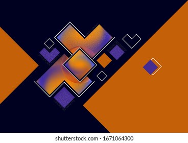 Colorful decorative composition, abstract geometric shapes texture on black. Universal cover template graphic design, minimal background pattern. Vector illustration.