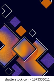 Colorful decorative composition, abstract geometric shapes texture on black. Universal cover template graphic design, minimal background pattern. Vector illustration.