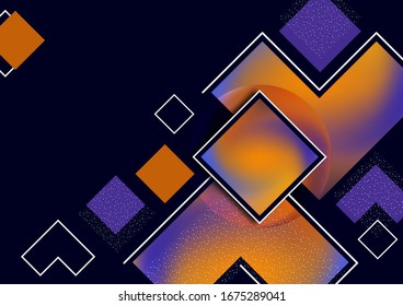 Colorful decorative composition, abstract geometric shapes texture on black. Universal cover template graphic design, minimal background pattern. Vector illustration.