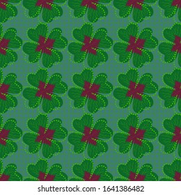 Colorful, decorative, contemporary style clover pattern for St. Patrick's day banner/backdrop, fabric print, decor etc