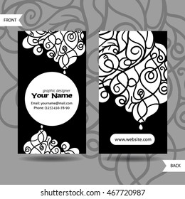 Colorful decorative design of business card with swirling waves. Modern style