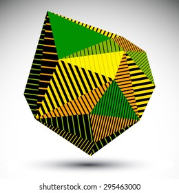 Colorful decorative distorted eps8 element with parallel lines. Multifaceted asymmetric contrast stencil element.
