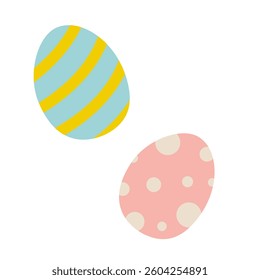 Colorful decorative Easter eggs displayed on a white background for spring festivities