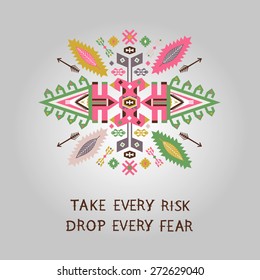 Colorful decorative element on native ethnic style
