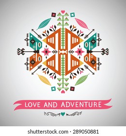 Colorful decorative element on native ethnic style