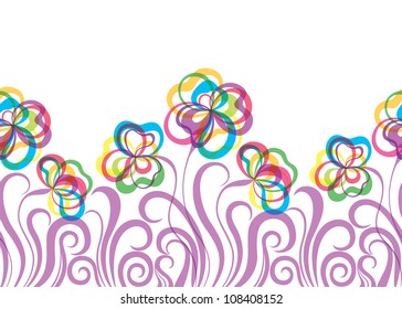 Colorful decorative EPS10 seamless pattern with abstract hand drawn flowers