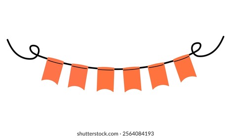 Colorful decorative flags hanging on a string for celebrations and events