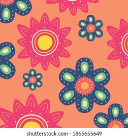 fondo colorido de elementos florales decorativos, ilustración vectorial