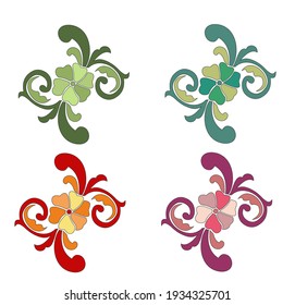 COLORFUL DECORATIVE FLOWERS IN CLASSIC STYLE WITH ANTIQUE FRIEZES