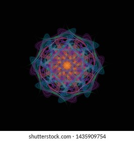 Colorful decorative geometric composition, isolated on black background.Illustration for t-shirts, banners, flyers and other types of business design.Relaxing pattern.