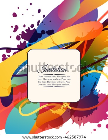 Colorful Decorative Invitation Card Free Shapes Stock Vector
