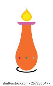 Ilustración vectorial decorativa colorida del icono de la lámpara, lámpara mágica moderna o lámpara de aceite festiva en diseño plano
